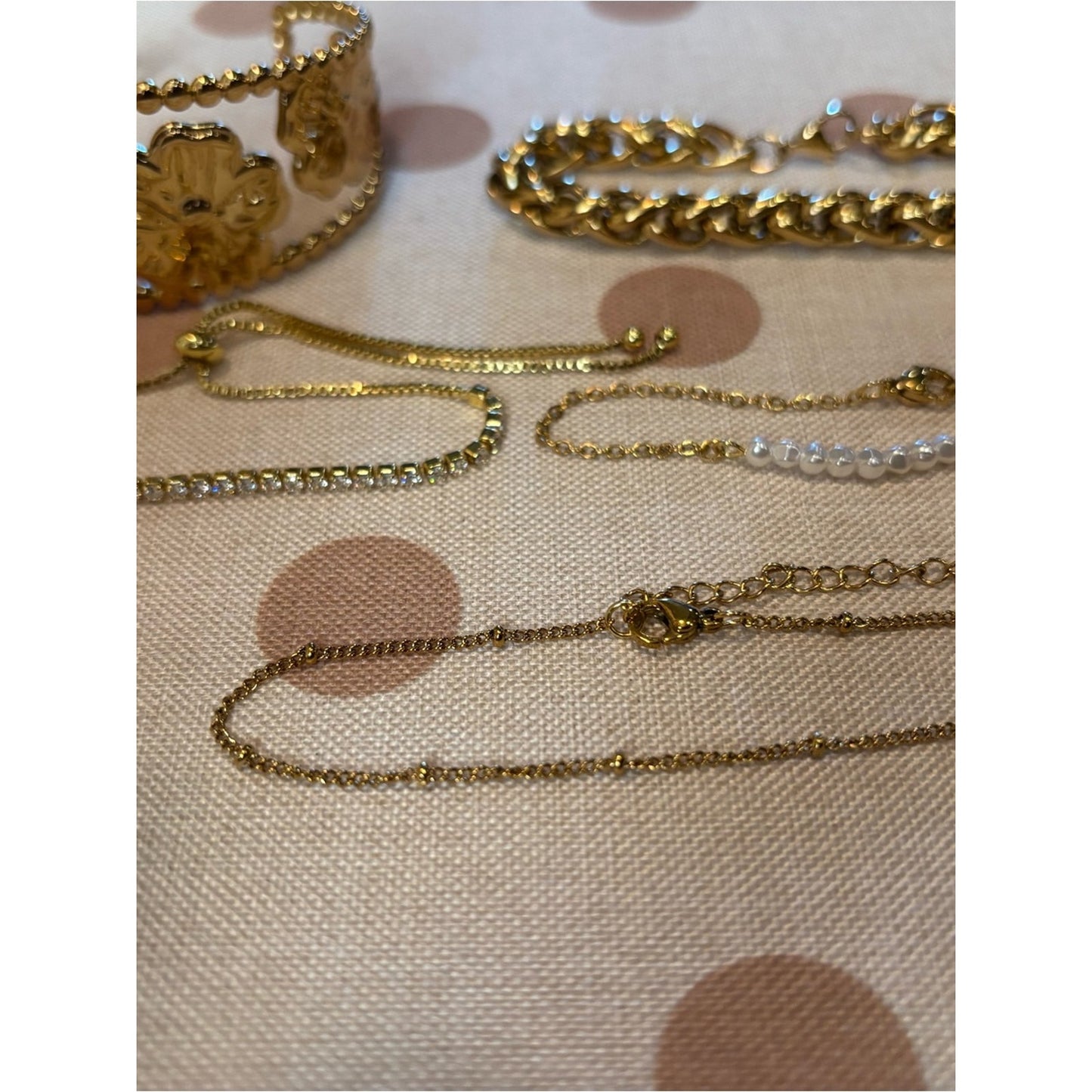 Gold Floral Stackable Bracelet Set - Women Jewelry