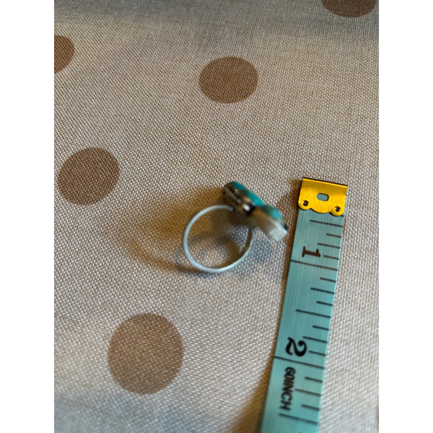 Heavy Sterling Silver Turquoise & Black Onyx Statement Ring Adjustable Size 7-9