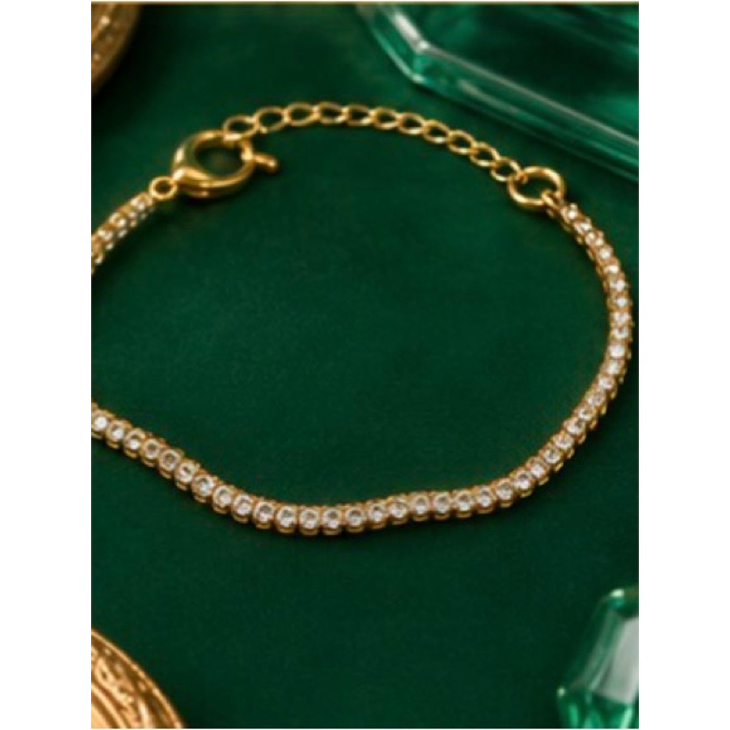 18k Gold Plated Water Proof Tarnish Free Gold Bracelets with Emerald Heart Charm