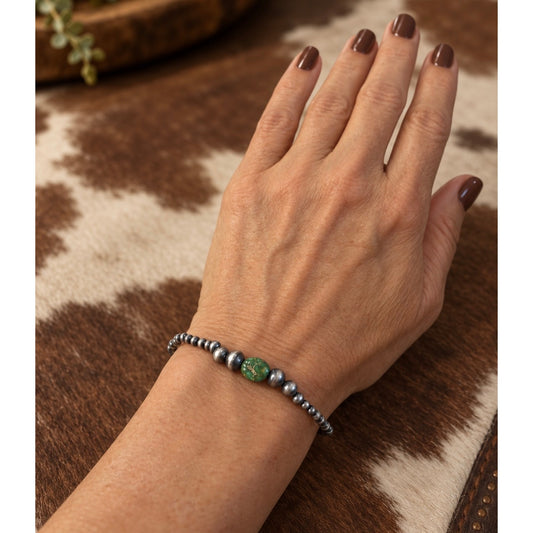 Sonoran Gold Turquoise 7” Sterling Silver Western Bracelet