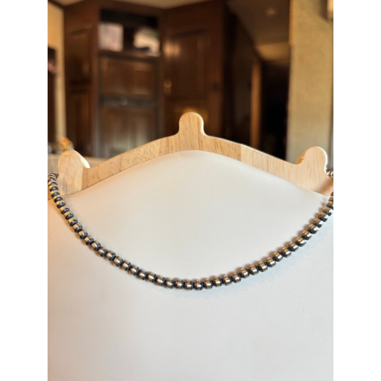 Pearl beaded choker 14 inch’s with 4mm beads Sterling Silver