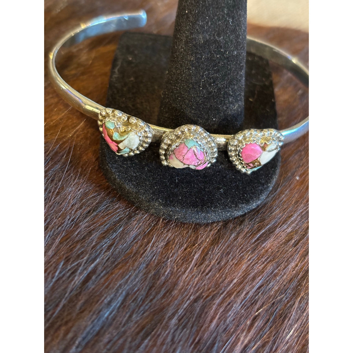Cotton Candy Turquoise Heart Cuff Bracelet – Three Heart Sterling Silver