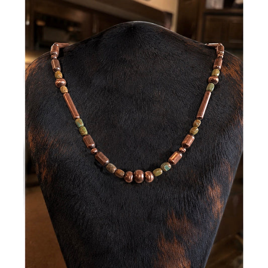 Royston Turquoise & Copper 16-Inch Beaded Necklace | Southwestern