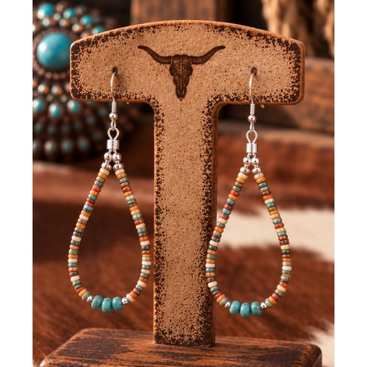 Turquoise Heishi Drop Hoop Earrings – Dangle Earrings