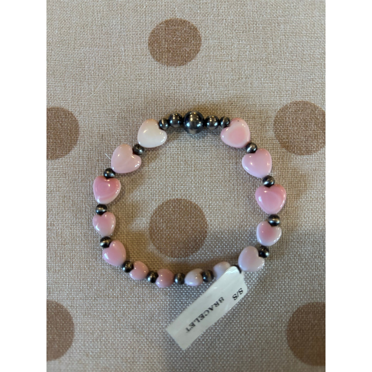 Pink Conch and Pearl Beaded Bracelet size 6