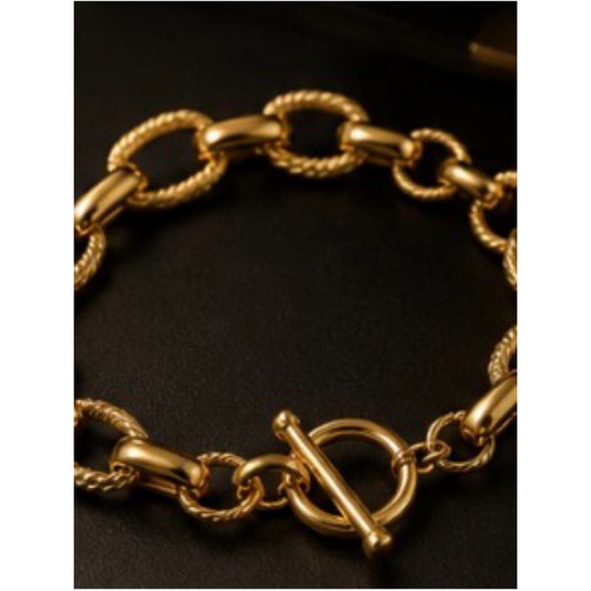 18k Plated Gold Coin Charm & Pearl Layered Bracelets Waterproof Tarnish Free