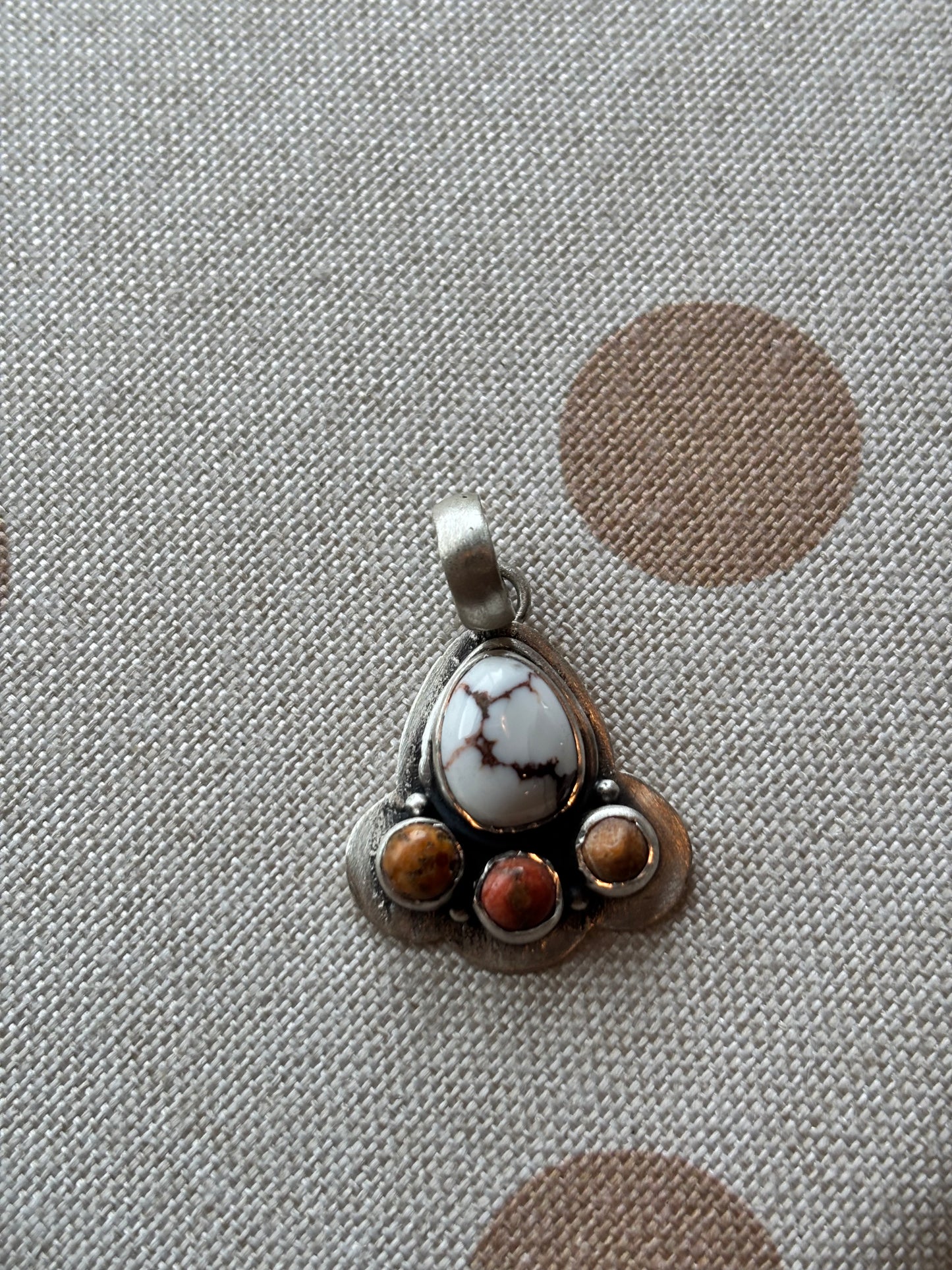 White Buffalo & Jasper Southwestern Pendant Sterling Silver