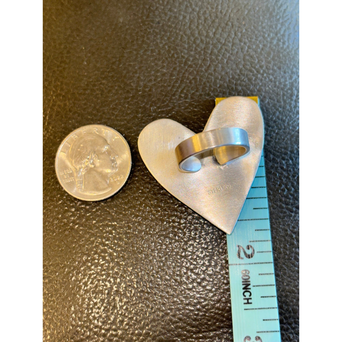 Unique Turquoise Heart Ring with Different Turquoise stone and Spiny Orange