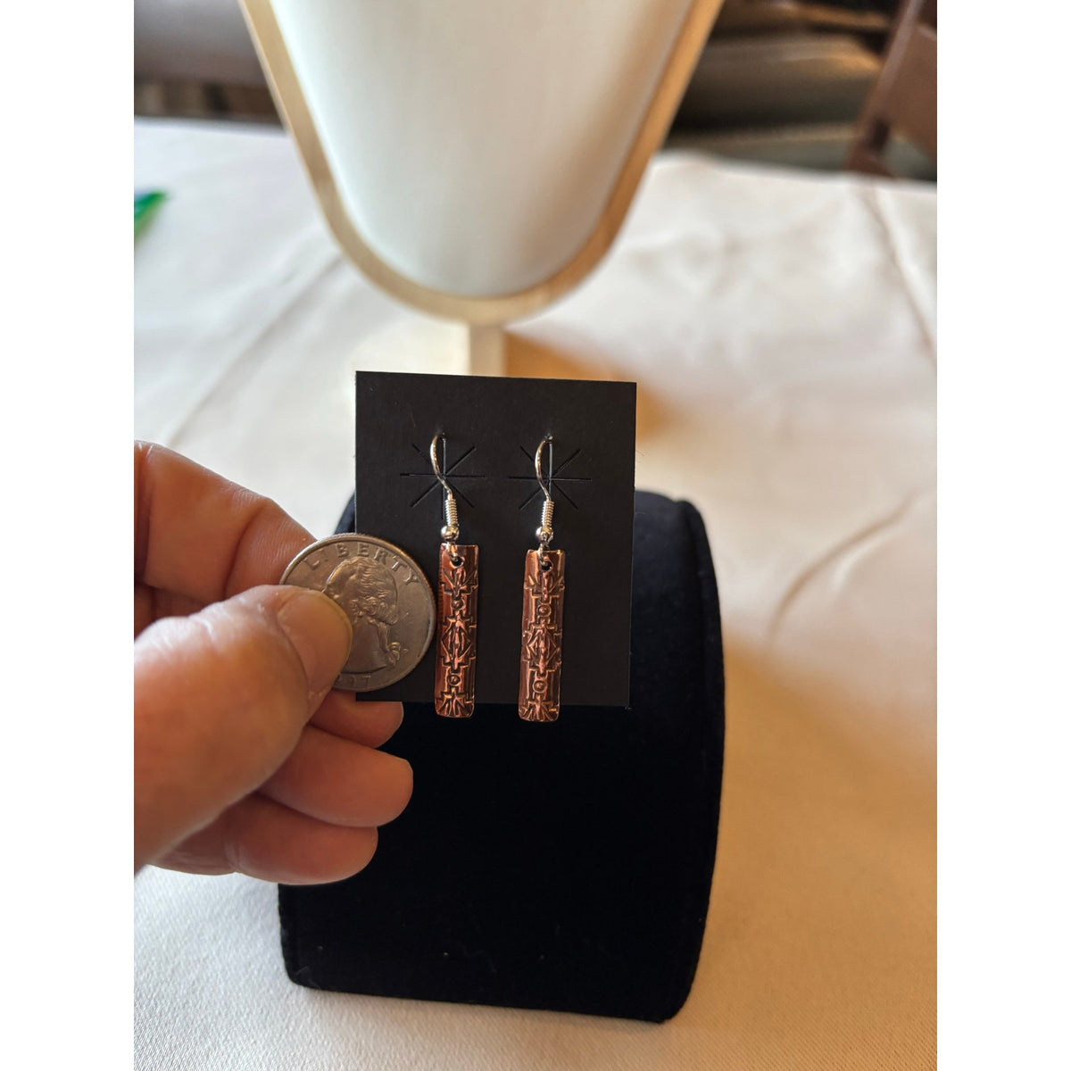 Beautiful Copper Dangling Earrings with Stamped designs