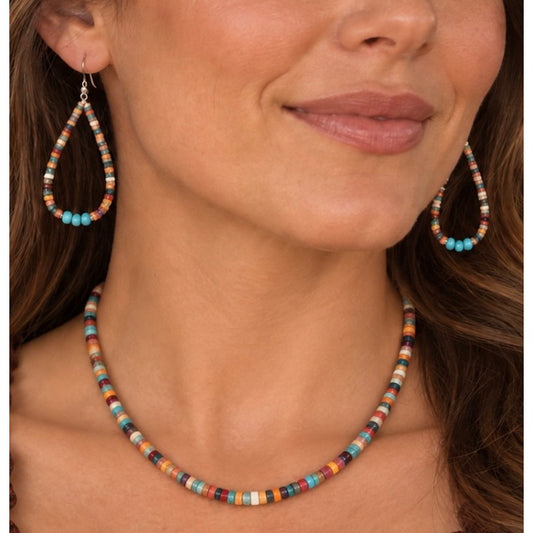 Spiny Oyster & Turquoise 16" Necklace and 2" Earring Set