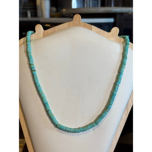 Kingman Turquoise Heishi Necklace 18–20"– Southwestern Western Layering Necklace
