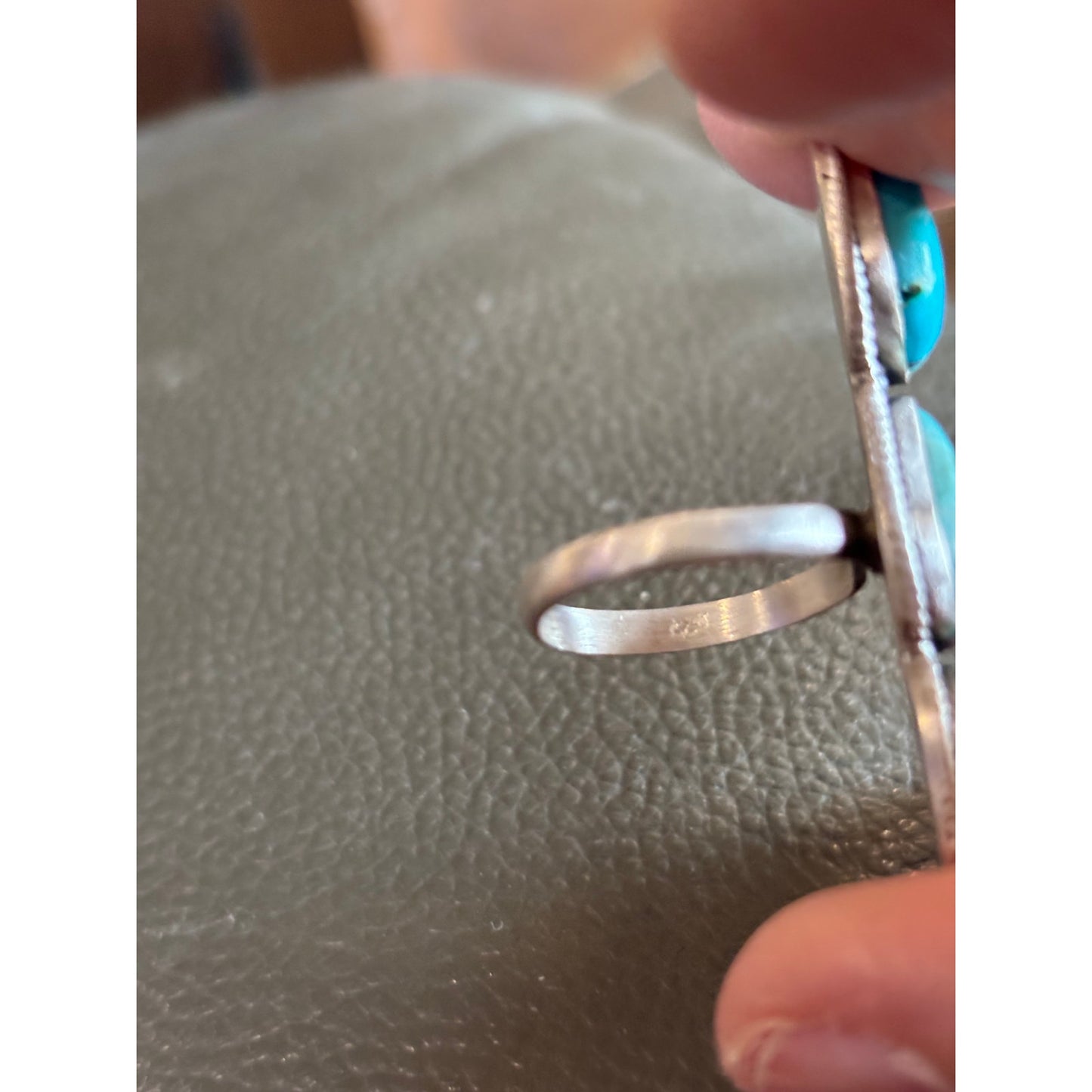Kingman Turquoise Vertical three stone ring in Sterling Sliver