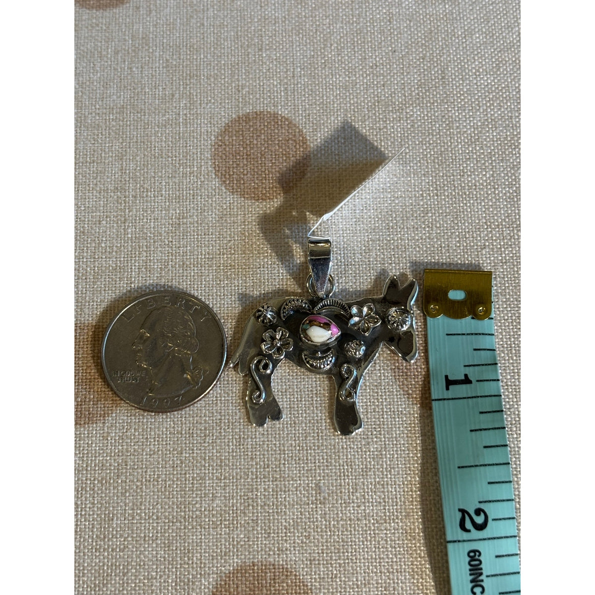 Cotton Candy Turquoise Southwestern Donkey Pendant – Sterling Silver