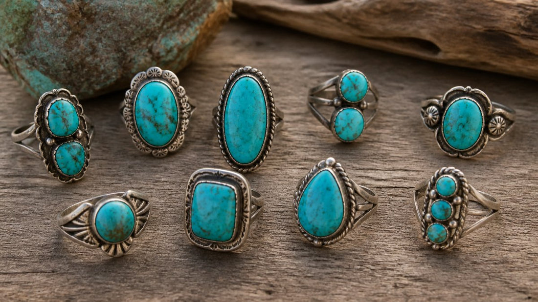 10 Handcrafted Sterling Silver Turquoise Rings
