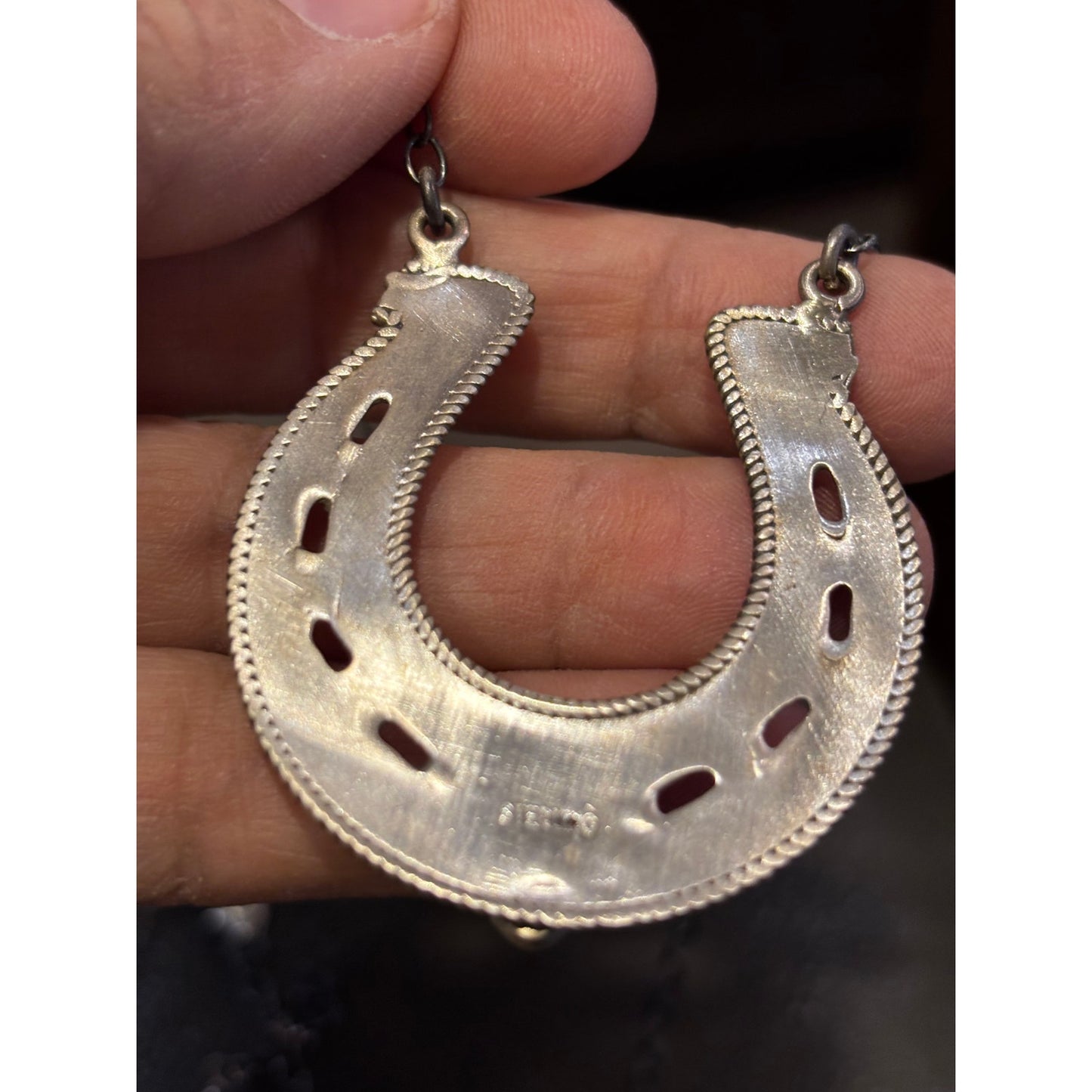 Large Horseshoe Necklace w a beautiful Paloma Stone Adjustable