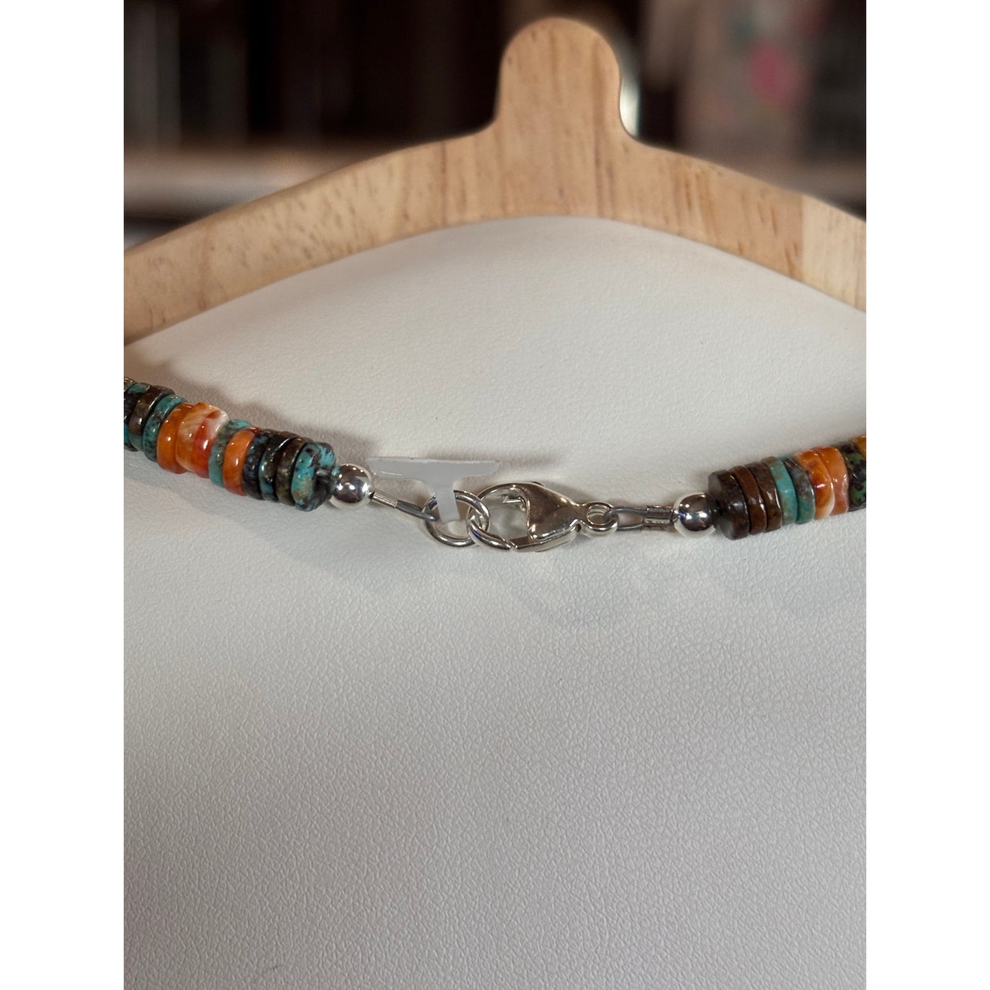Southwestern Multicolor 16" 6mm Heishi Necklace | Turquoise, Orange Spiny Oyster & Shell Disc Bead Choker | Western Layering Necklace
