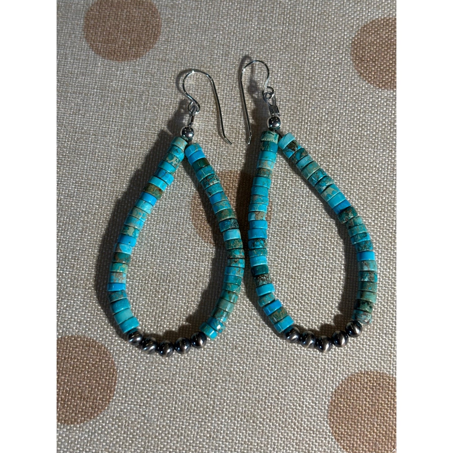 Cinnamon Jasper Turquoise Heishi Earrings/ Sterling Silver