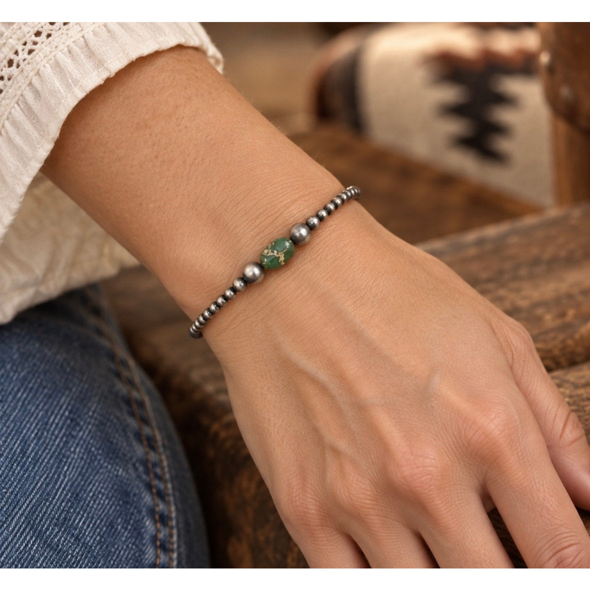 Sonoran Gold Turquoise 7” Sterling Silver Western Bracelet