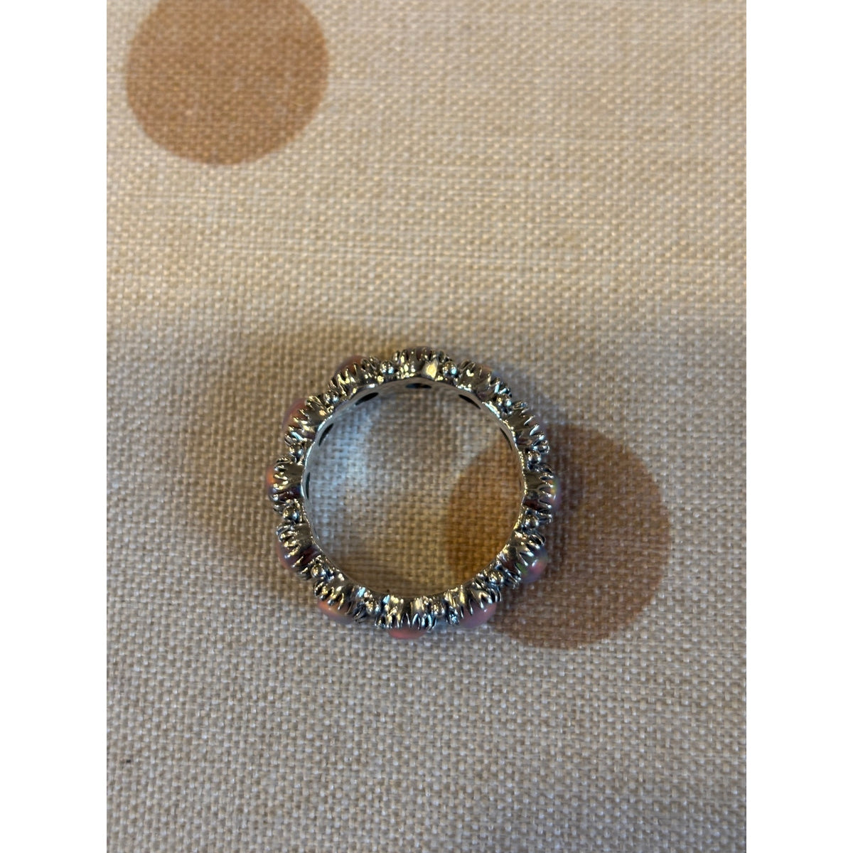 Pink Created Opal Eternity Band Ring Size 10 | Sterling Silver Western Ring