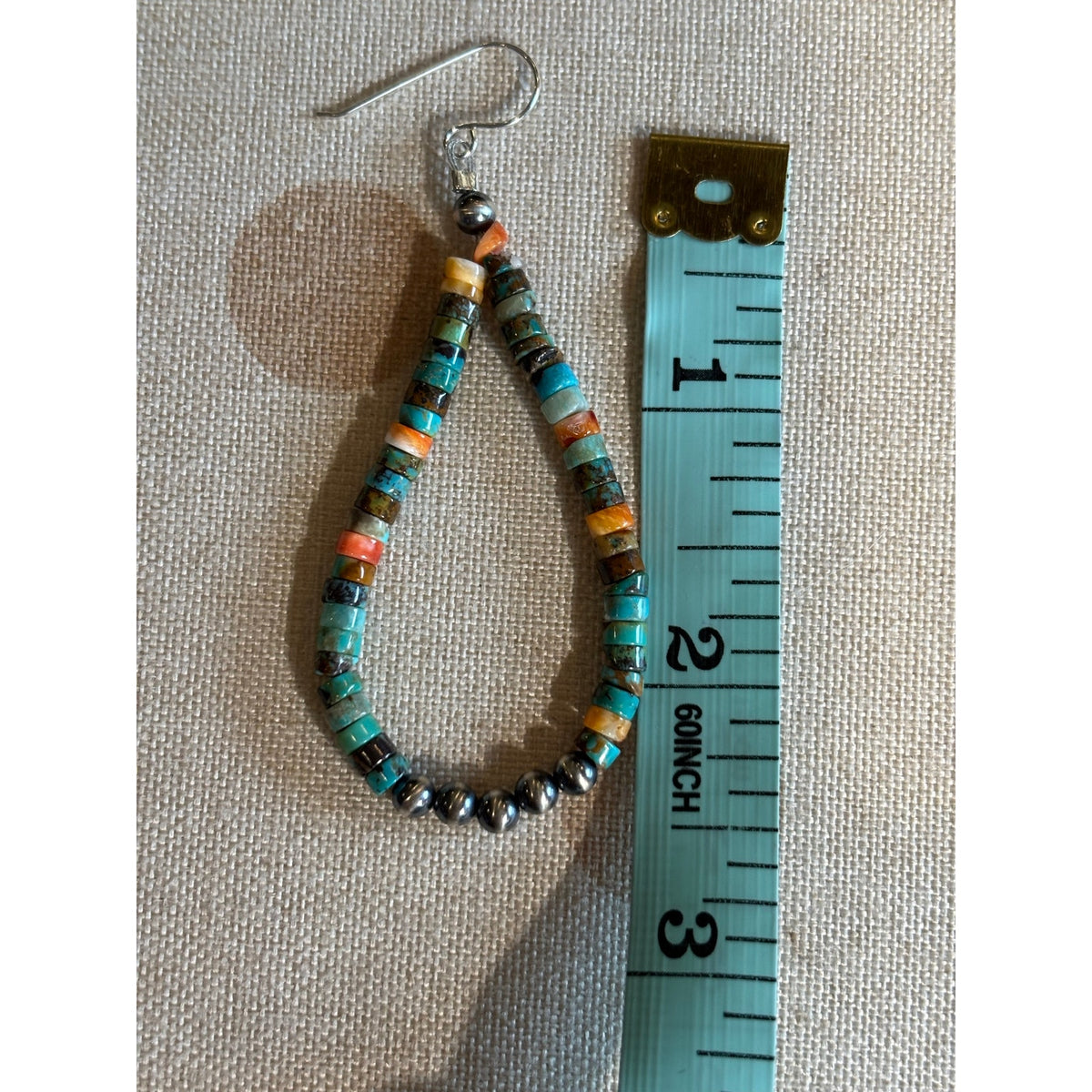 Turquoise Heishi & Sterling Silver Pearl Teardrop Dangle Earrings | Southwestern
