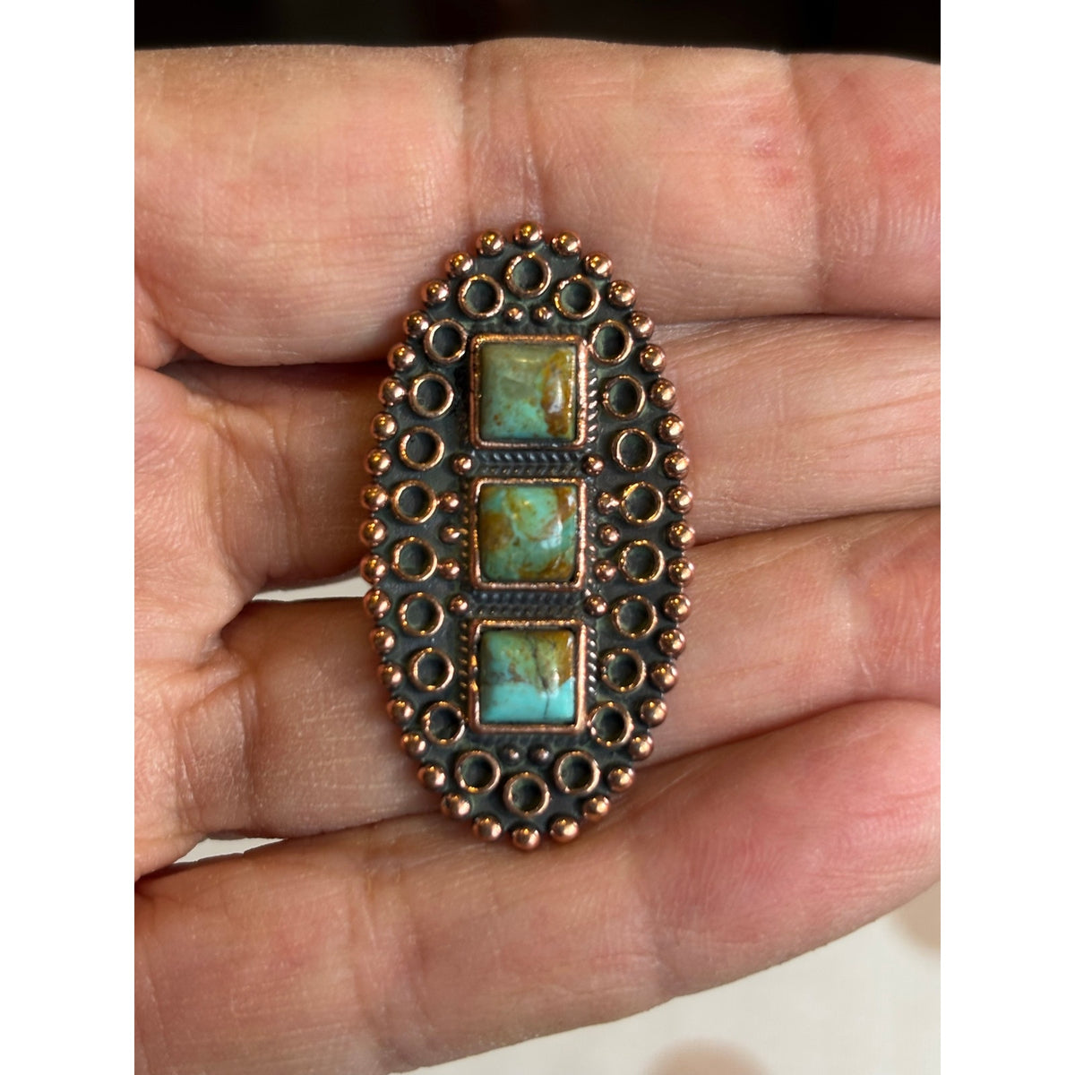 Sonoran Mountain Turquoise Ring | Adjustable Copper Setting Size 8–11