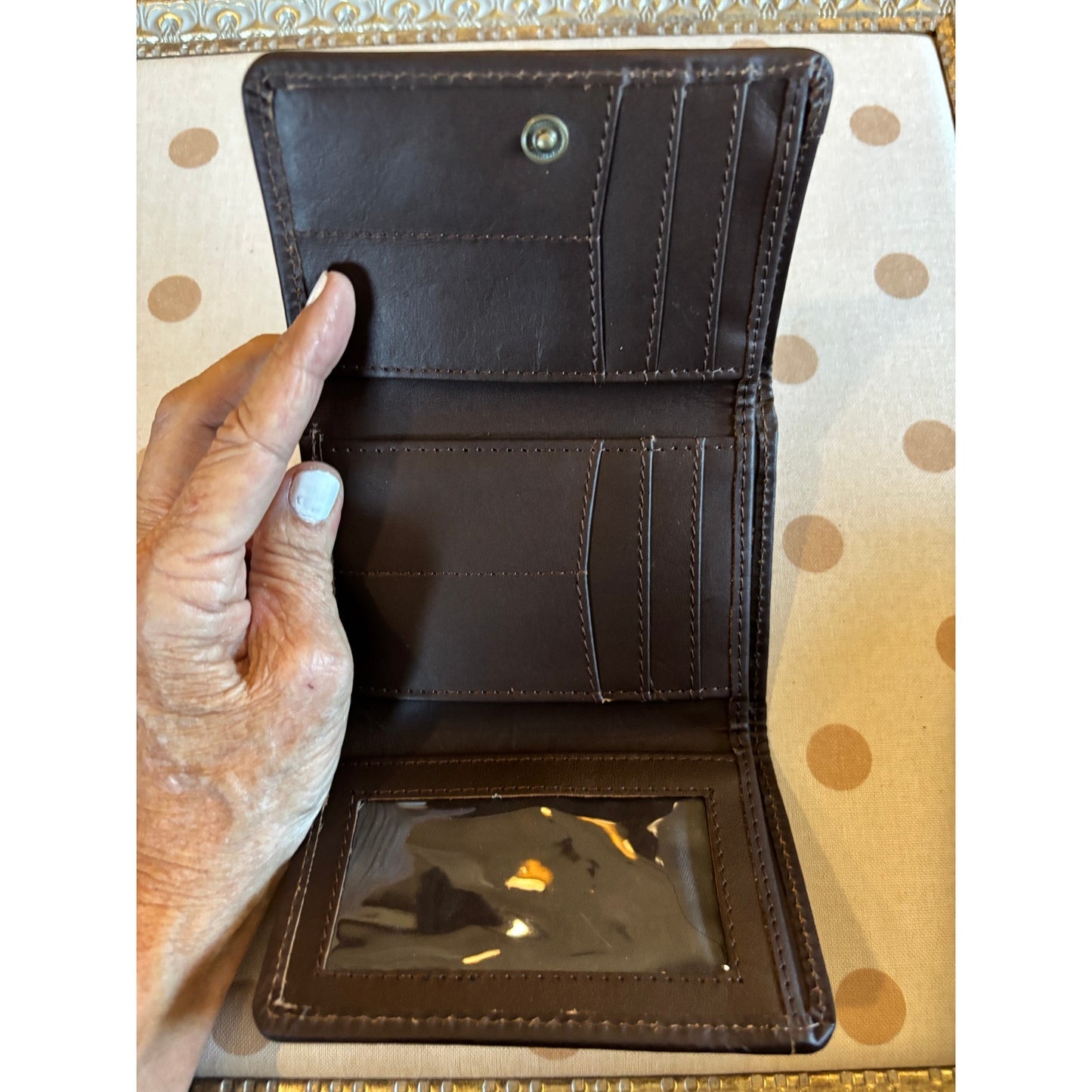 Leather Tooled Red Cowhide Three Fold Wallet