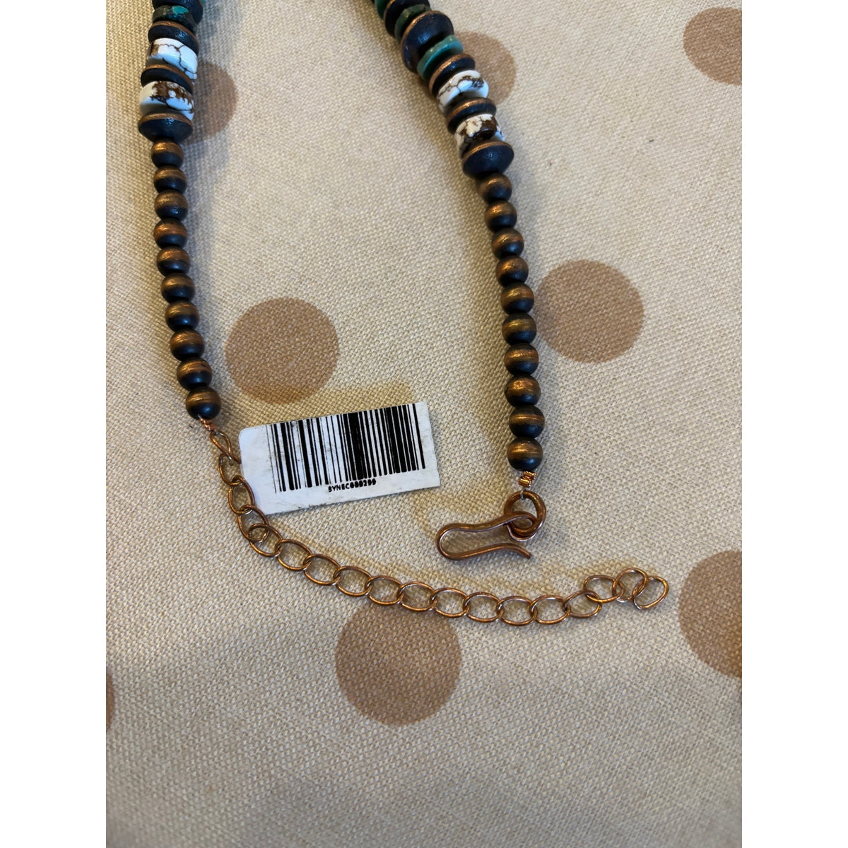 18"Copper Turquoise & Wild Horse Pearl Saucer Bead Necklace | Western
