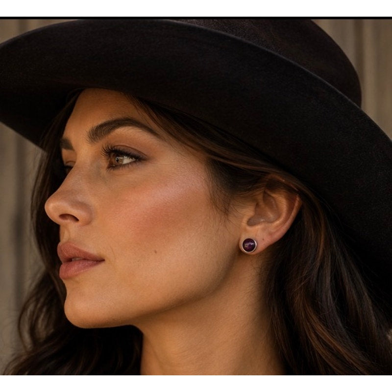 Petite Purple Spiny Earrings | Sterling Silver Western Style
