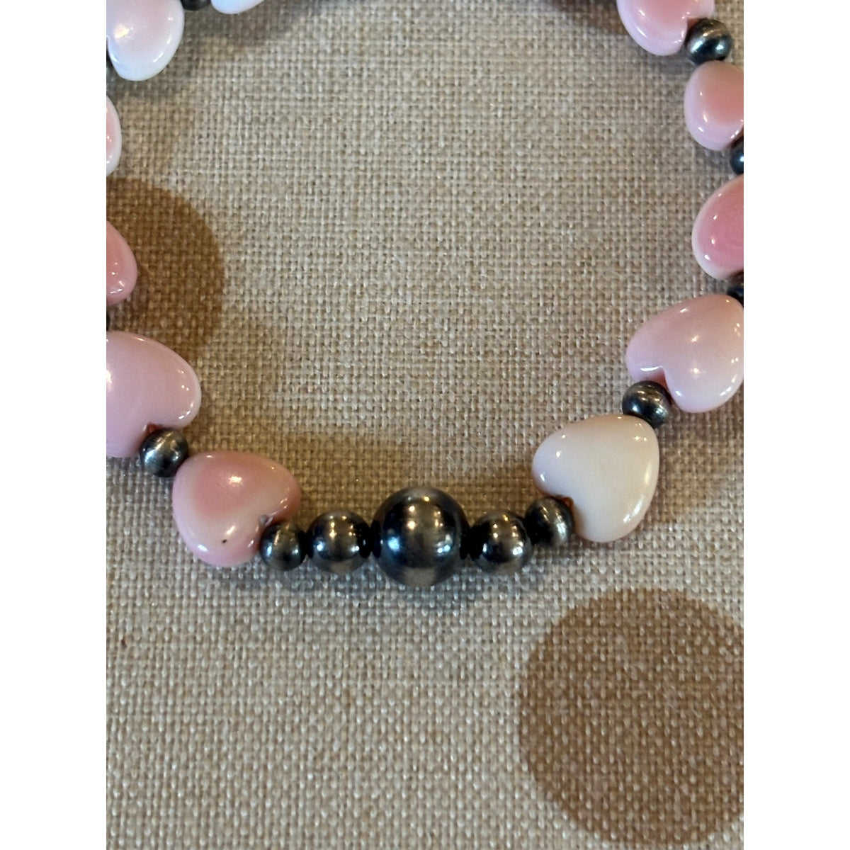 Pink Conch and Pearl Beaded Bracelet size 6