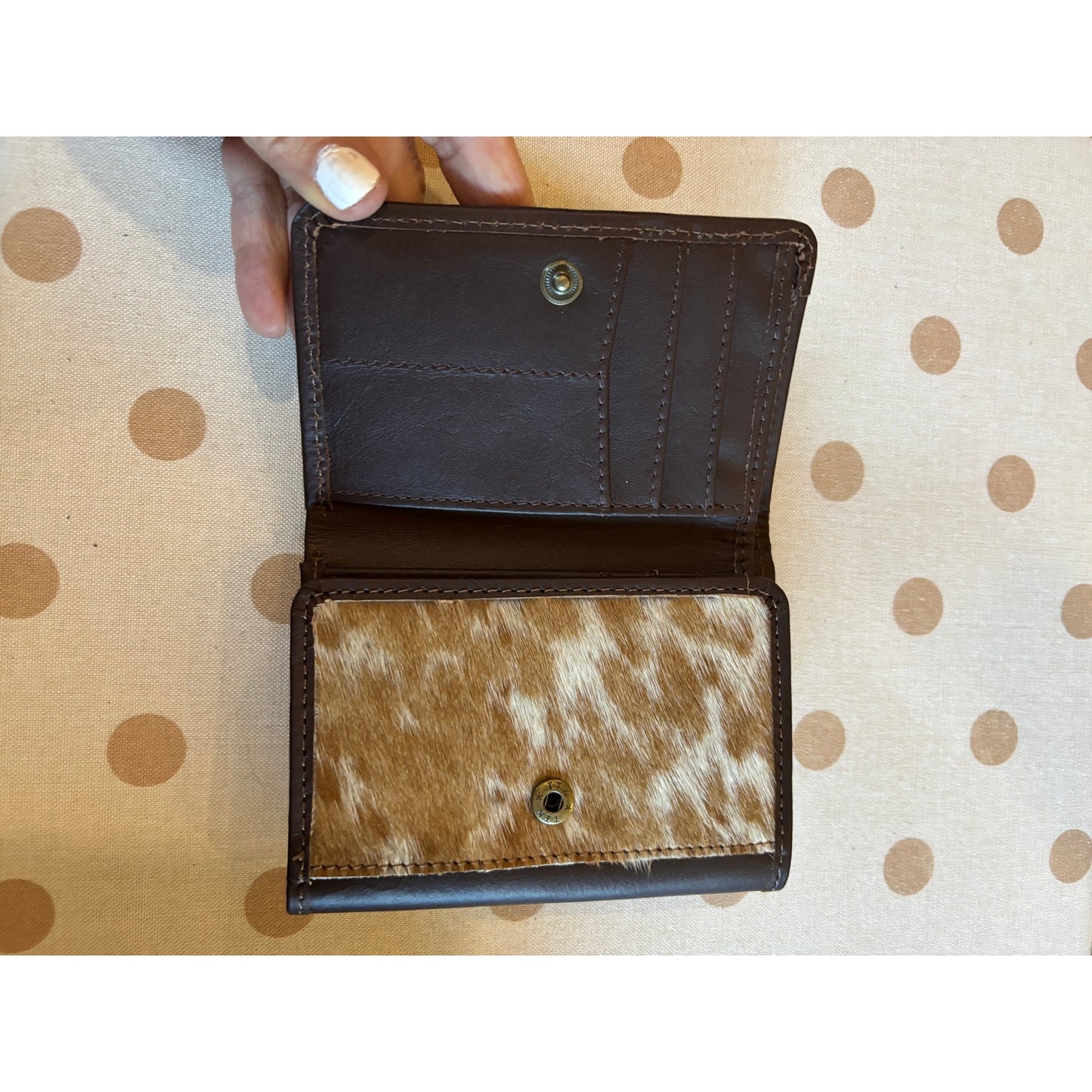 Leather Tooled Red Cowhide Three Fold Wallet