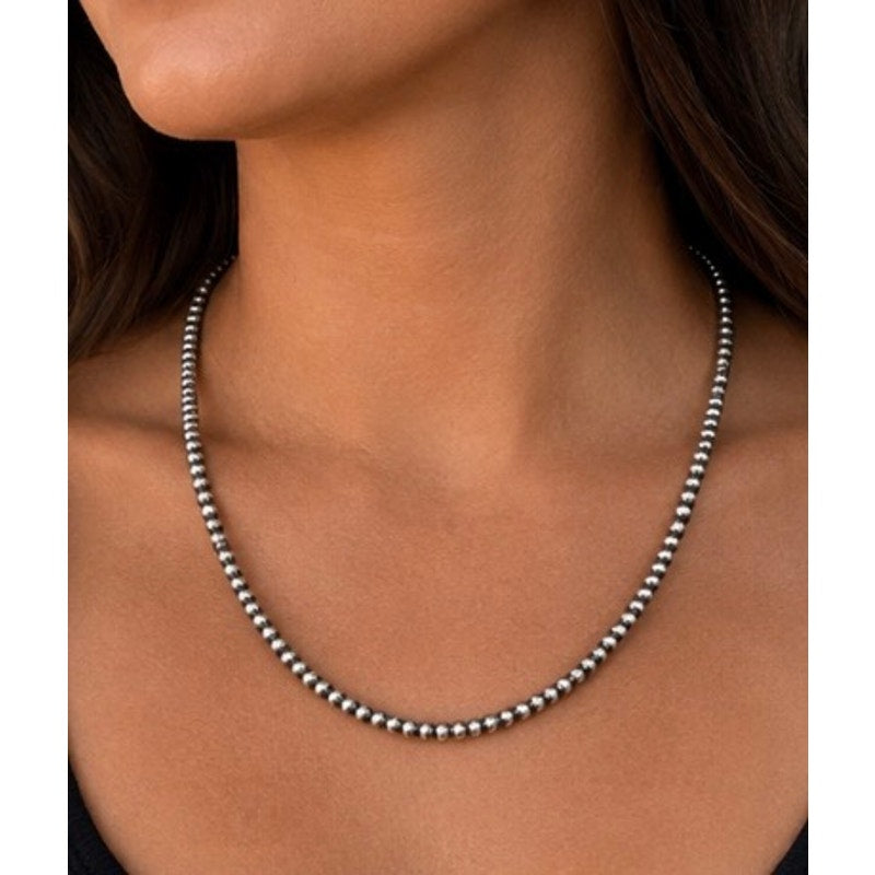 Pearl Beads Sterling Silver 4mm 16” Southwestern Style