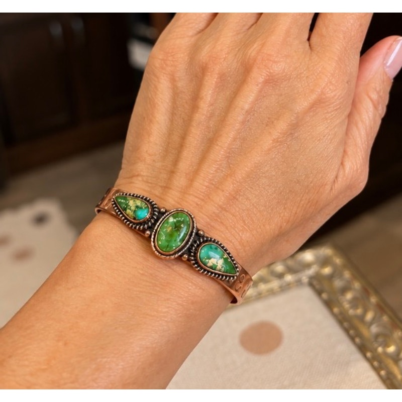 Sonoran Mountain Turquoise Copper Cuff Bracelet – Adjustable Size 8–10