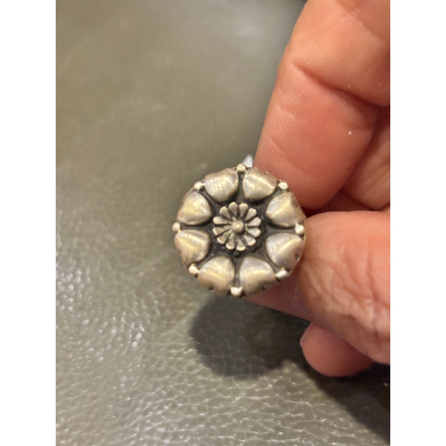 Sterling Silver Concho Ring Southwestern sz 7-9 adjustable