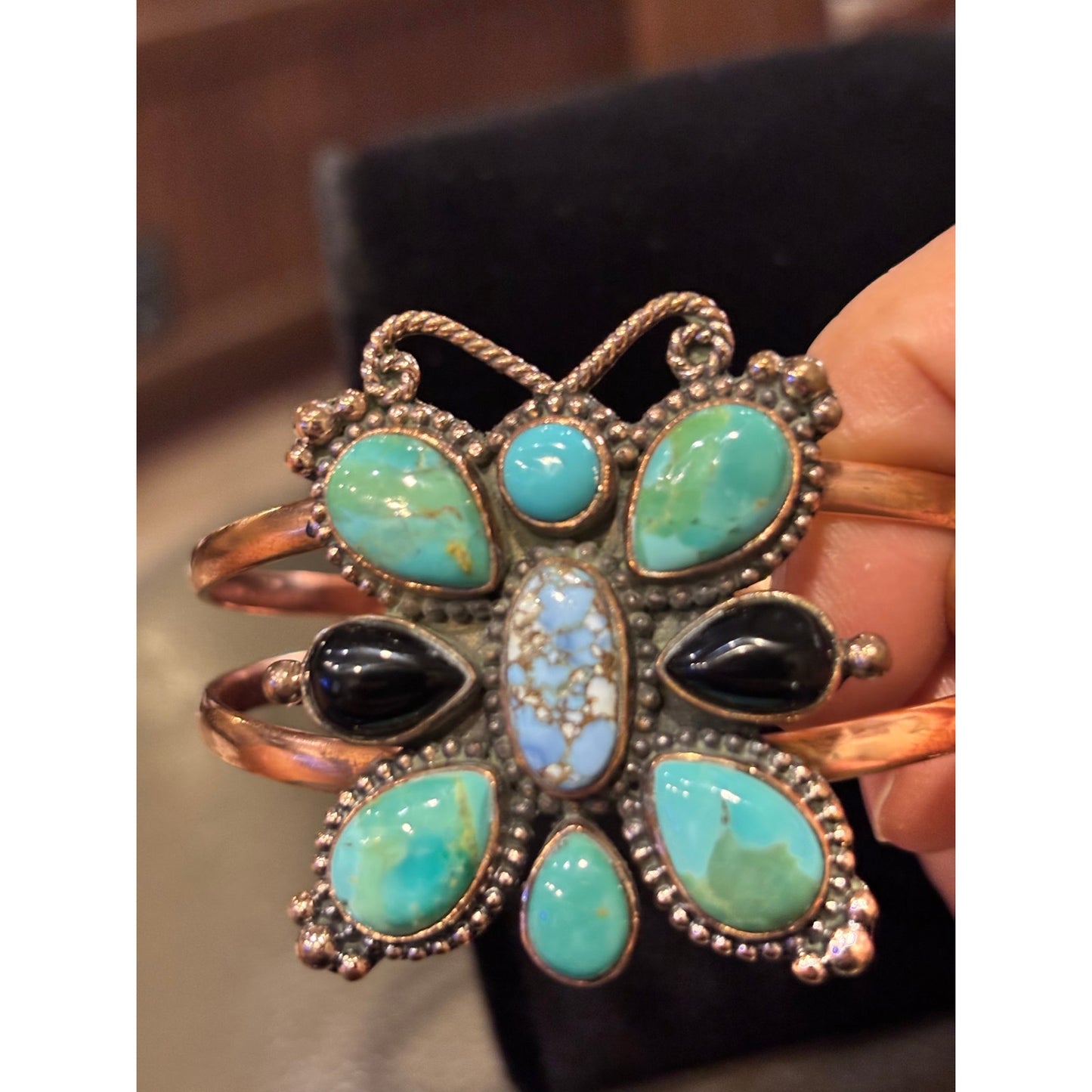 Copper & Turquoise Cuff in Butterfly Design Adjustable