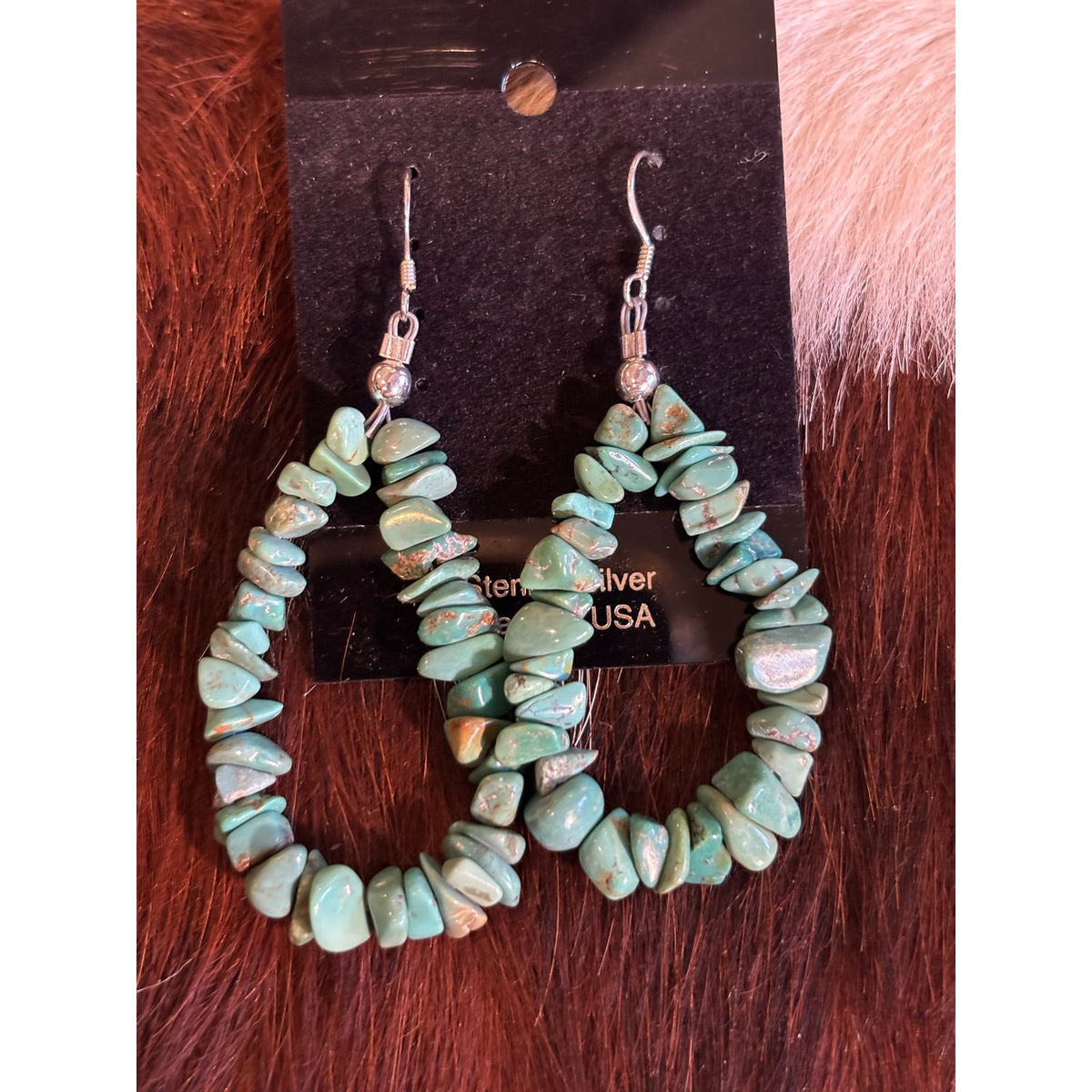 Kingman Turquoise Nugget Dangle Earrings – Sterling Silver