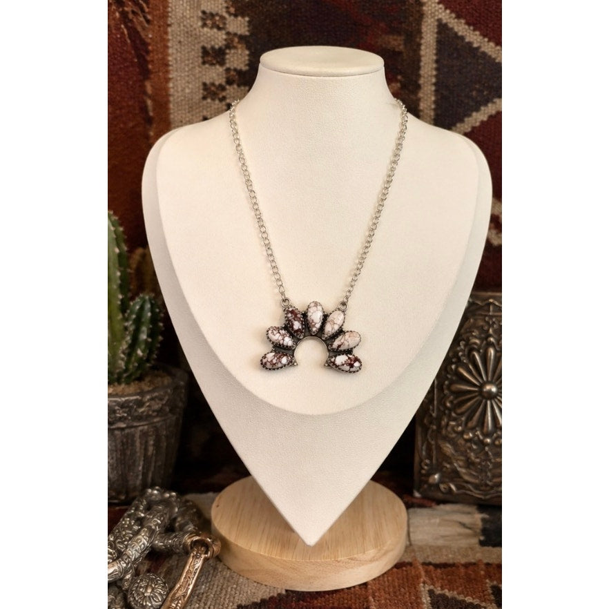 Large Wild Horse Half Cluster Necklace Sterling Silver | Southwestern Naja