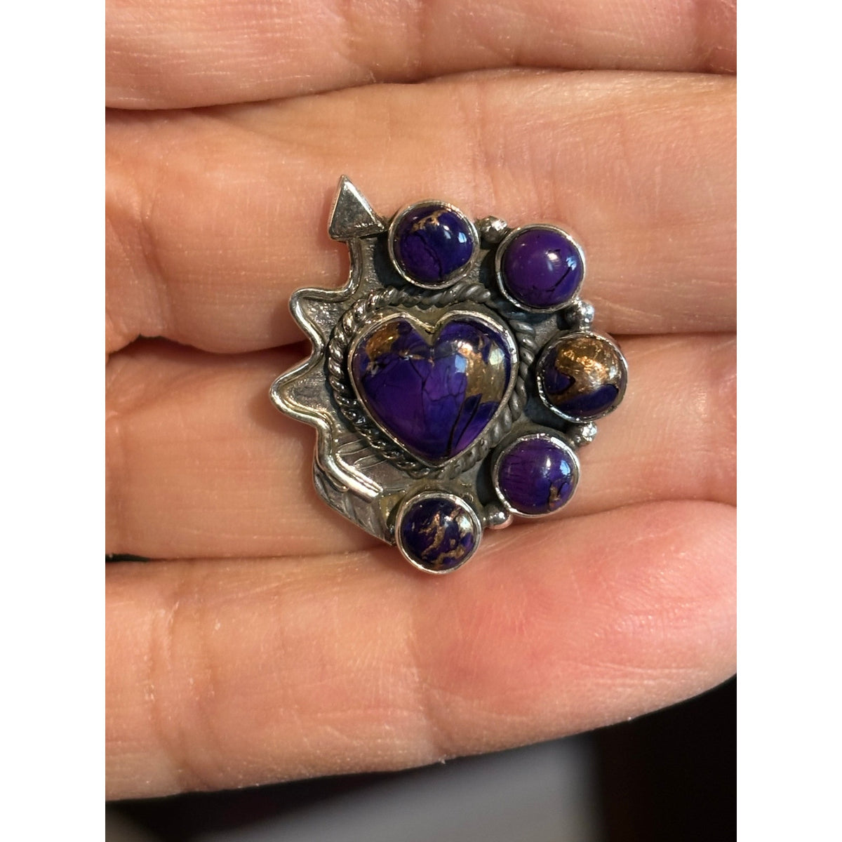 Purple Spiny Oyster Heart Ring | Vintage Southwestern Sterling Silver