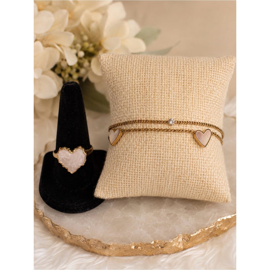 18k Gold Plated Water proof, tarnish free Gold Heart Ankle Bracelet & Heart Ring