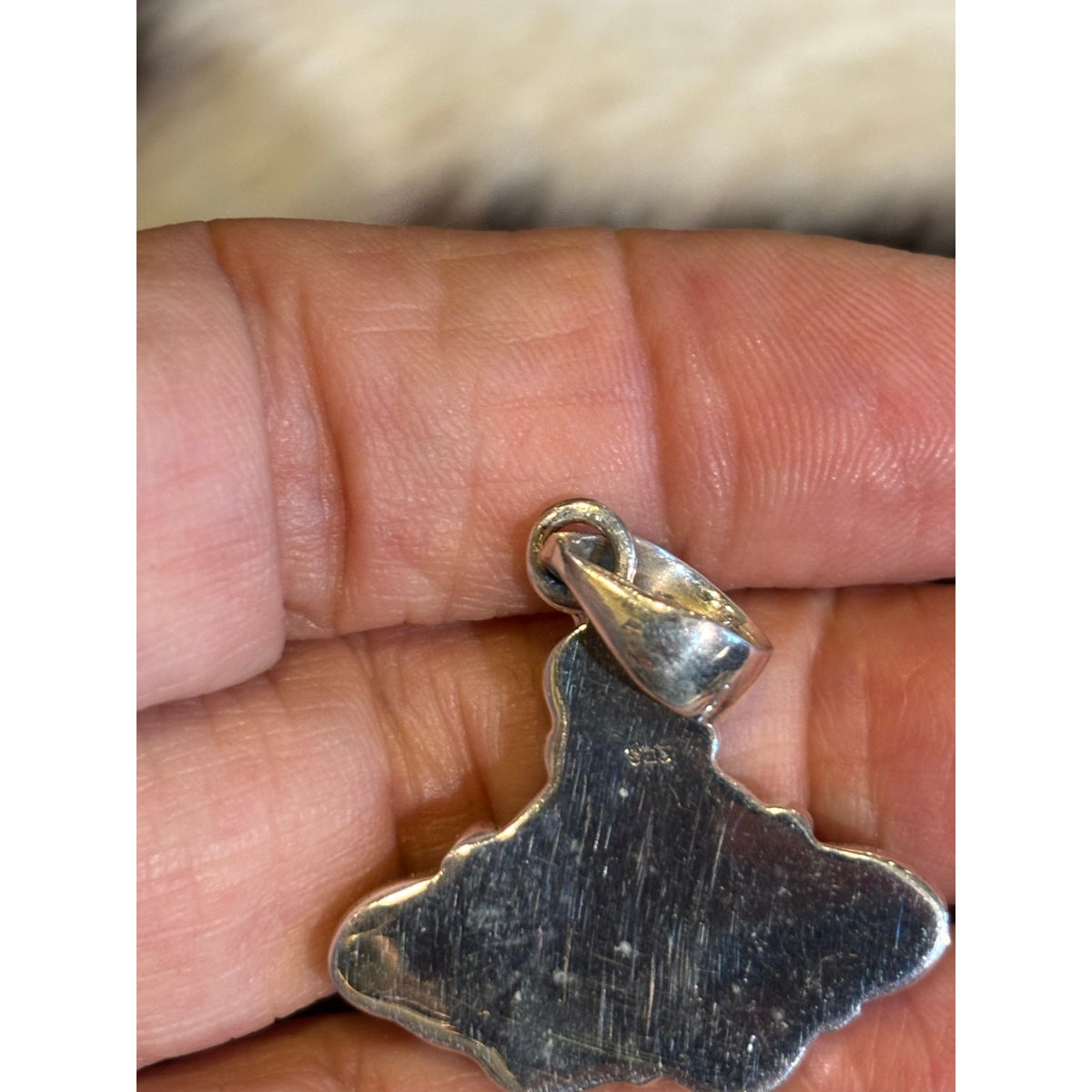 Kingman Turquoise Blue Opal & Pink Conch Pendant 925 Silver
