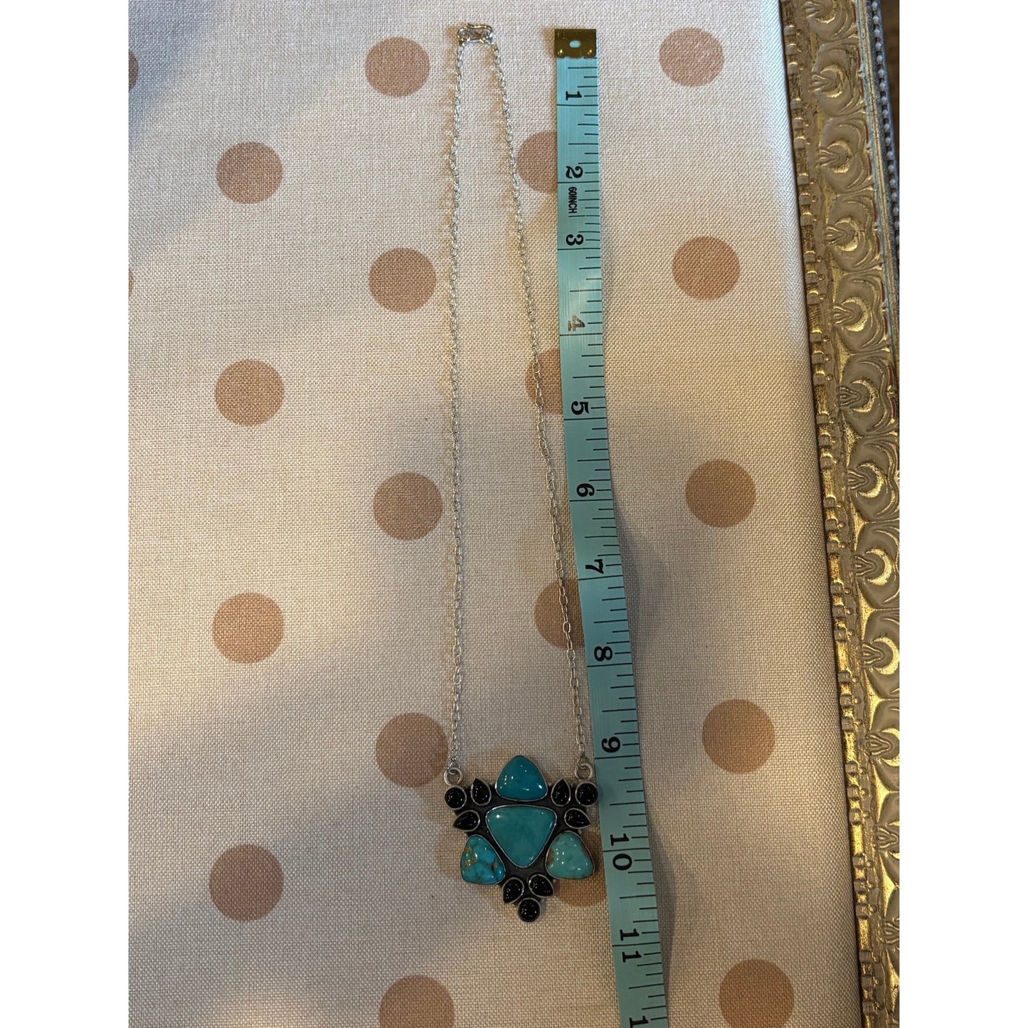 Kingman Turquoise Black Onyx Necklace 925 necklace 21"