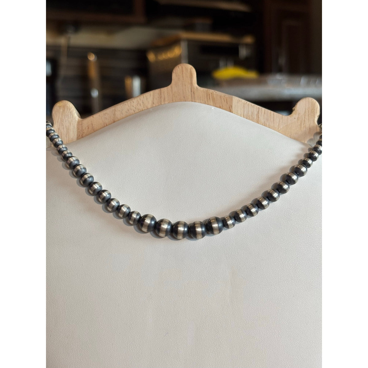 Sterling Silver Graduated Pearl Bead Necklace and Earrings/ Western Style