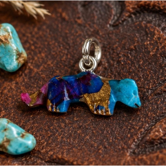 Small Hand-Carved Spiny Turquoise Dog Charm – Southwestern Pendant