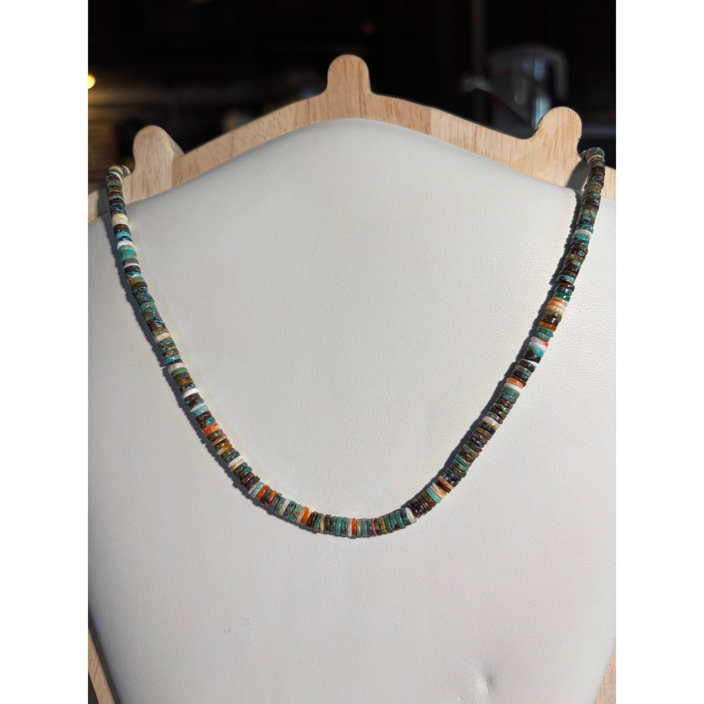 Copied - Spiny Turquoise Heishi Necklace 16”,.