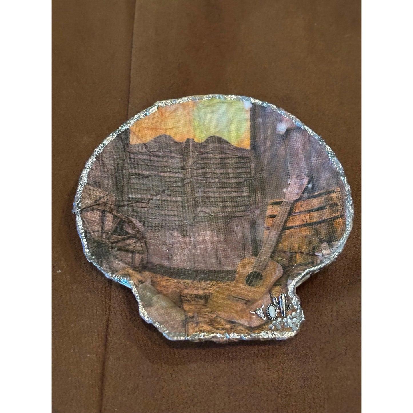 Western Theme with Guitar Shell Jewelry Dish | Cowgirl Trinket Holder