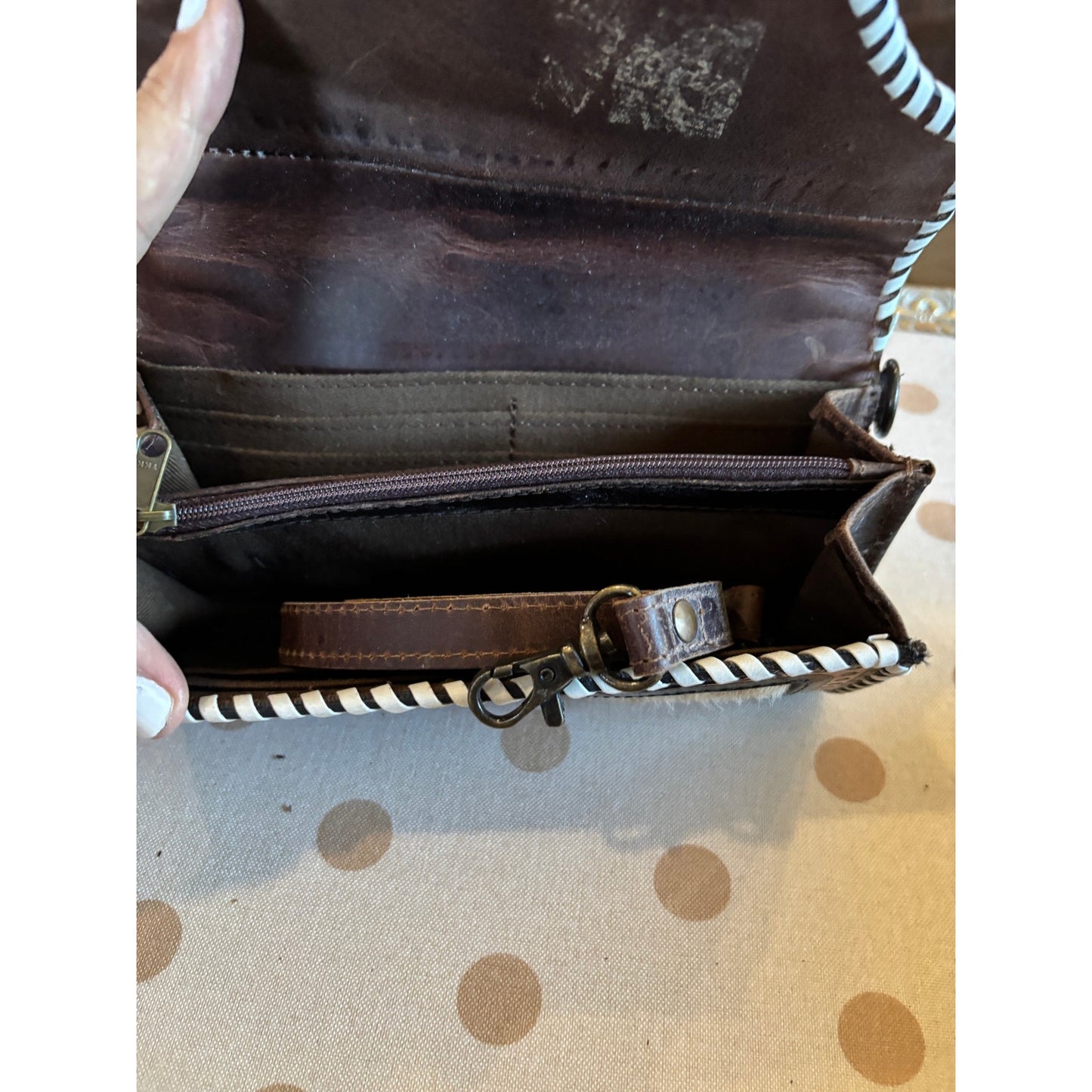 Leather Tooled Cowhide Leather Cross Body Wallet/ Purse.