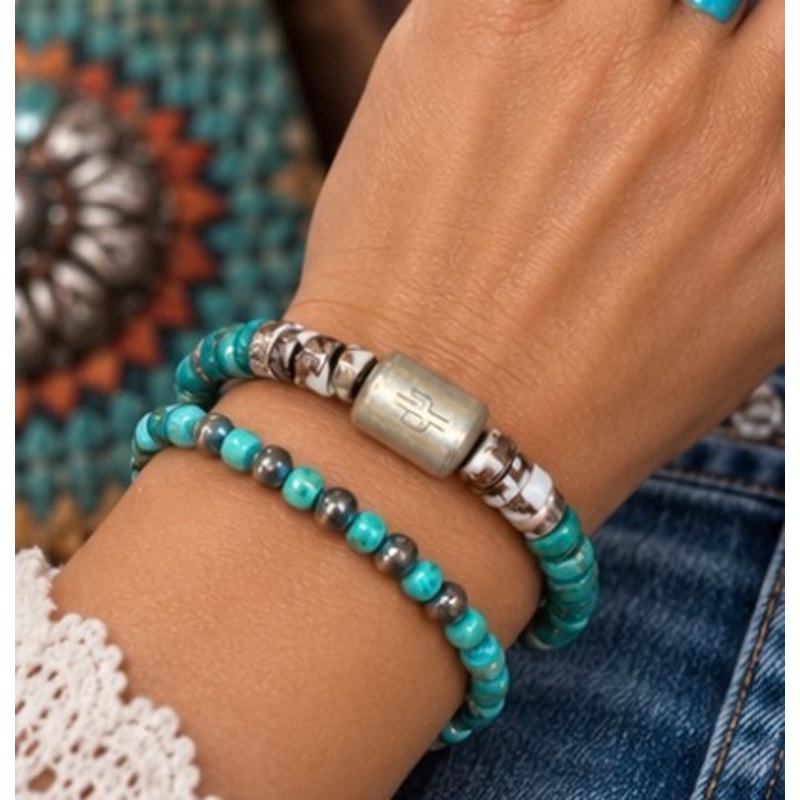 Turquoise Bracelet Set. Kingman & Wild Horse With Sterling Silver