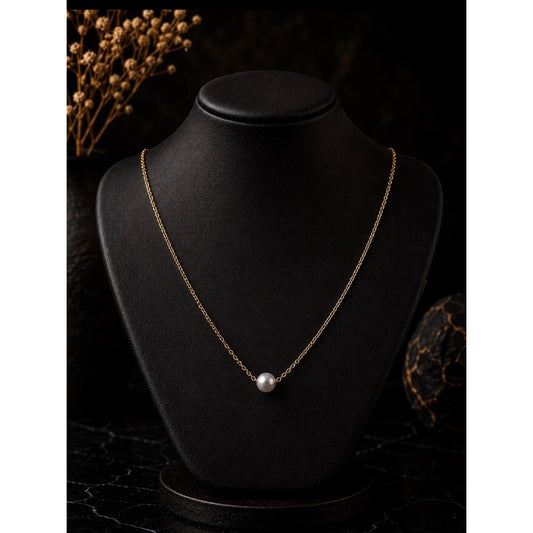 18k Gold Plated Water Resistant Tarnish Free Gold Layered Heart, Pearl Necklace