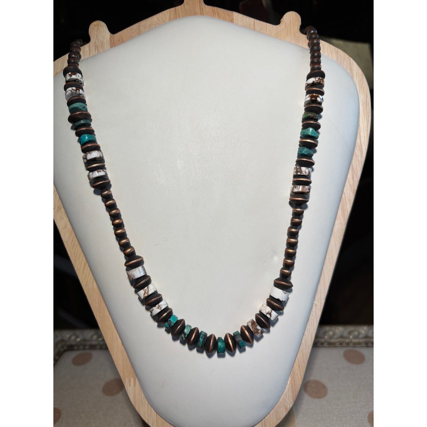 18" Tibetan Turquoise & Wild Horse Bead Necklace Western