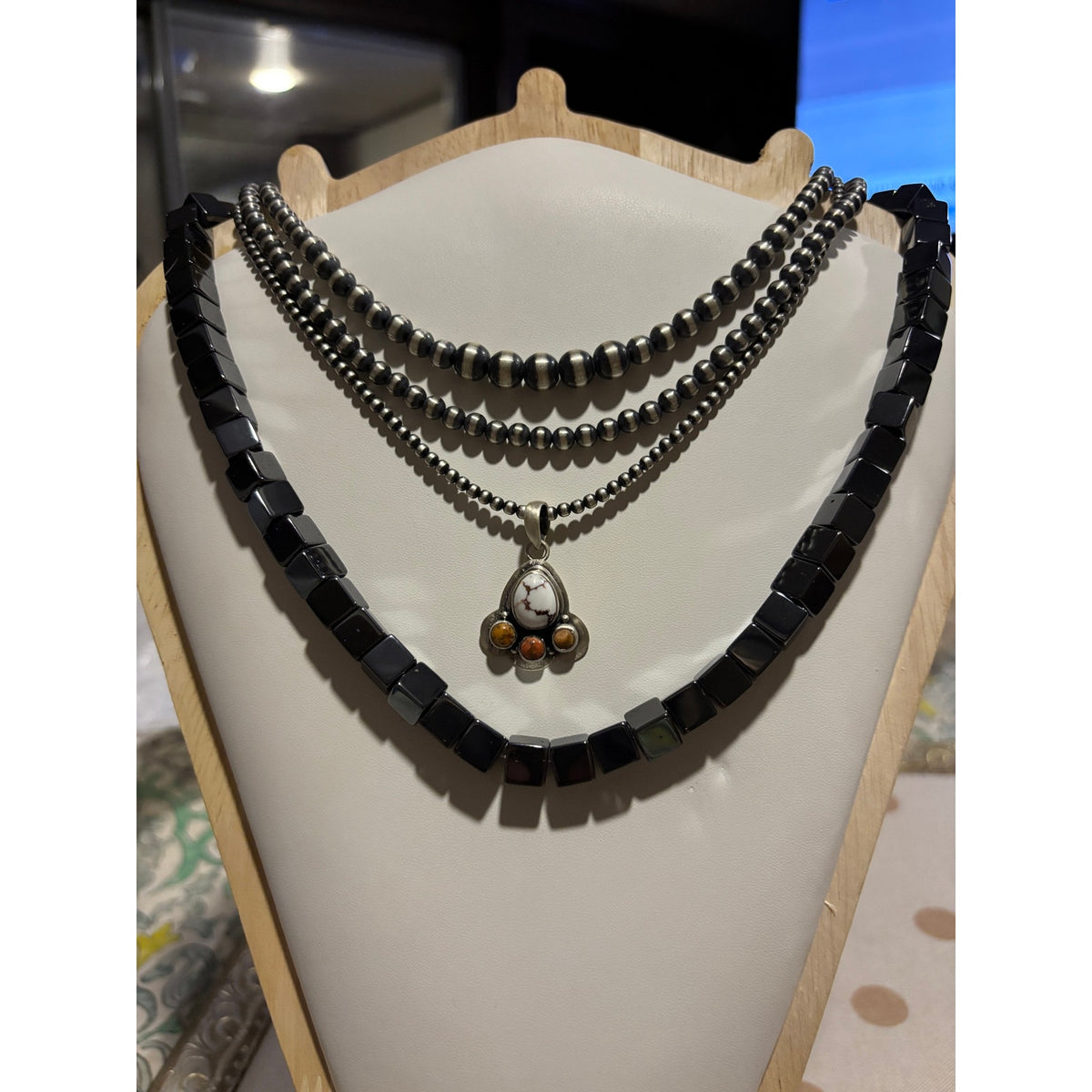 Graduated Sterling Silver Pearl Bead Choker | 14" 3mm–8mm Southwestern