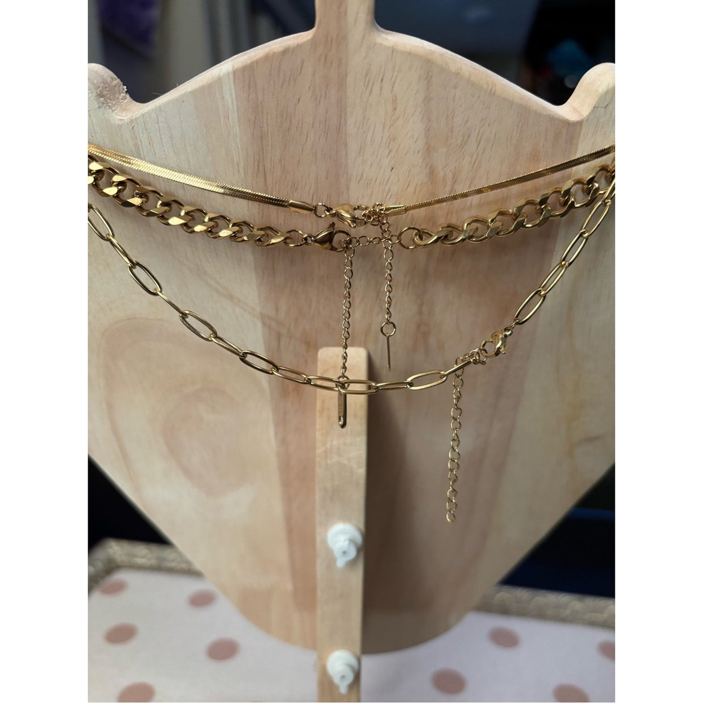 18k Gold plated, water proof, tarnish Gold Multi-Layered Necklace Gem Accents
